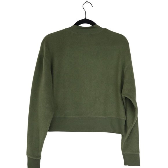 NEW Abound XS Mock Neck Long Sleeve Cropped Fleece Pullover Blouse Top Olive - Picture 4 of 6